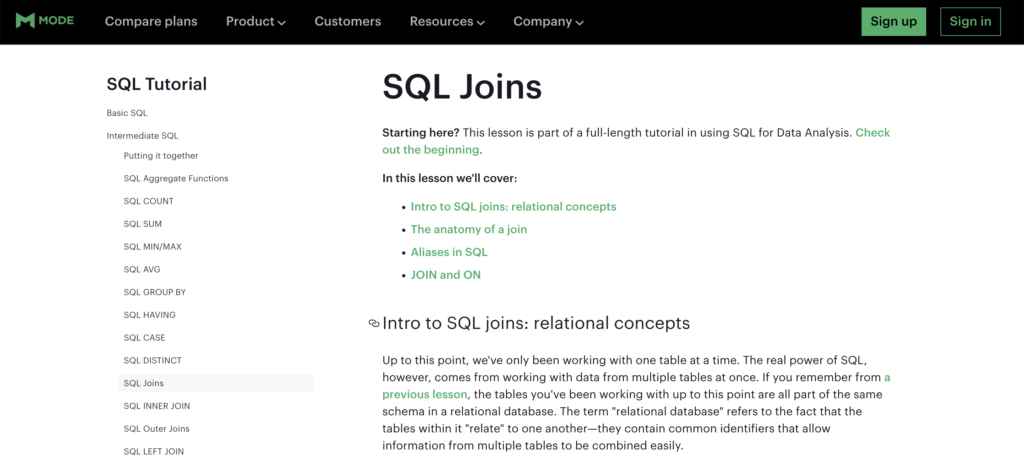 Mode SQL Course