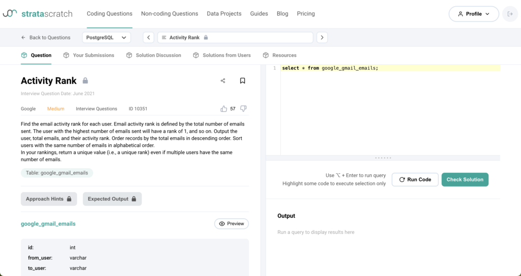 Practice SQL with Stratascratch